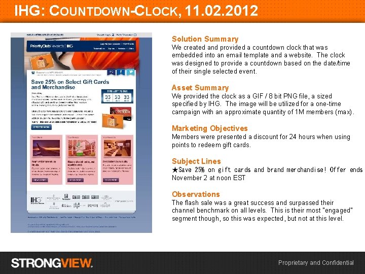 IHG: COUNTDOWN-CLOCK, 11. 02. 2012 Solution Summary We created and provided a countdown clock