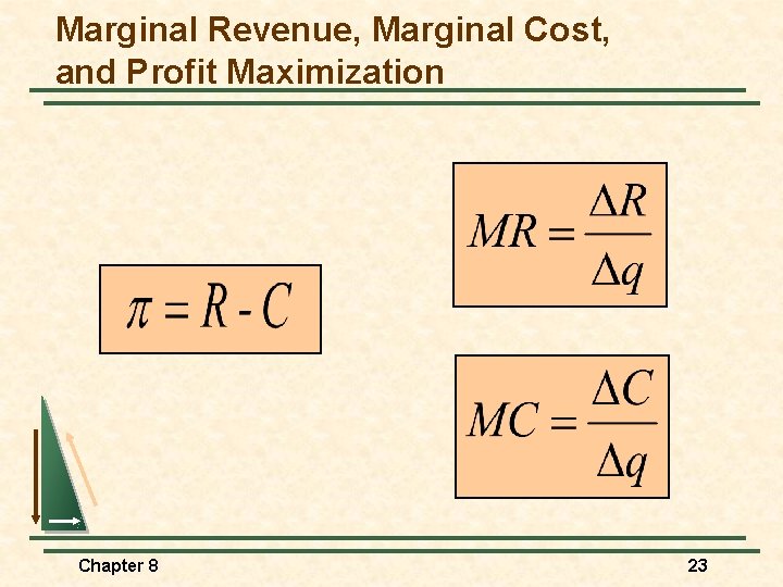 Marginal Revenue, Marginal Cost, and Profit Maximization Chapter 8 23 
