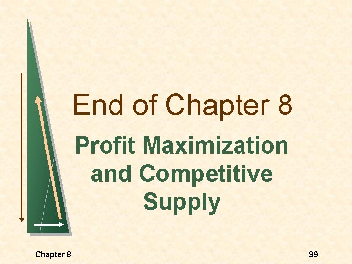 End of Chapter 8 Profit Maximization and Competitive Supply Chapter 8 99 