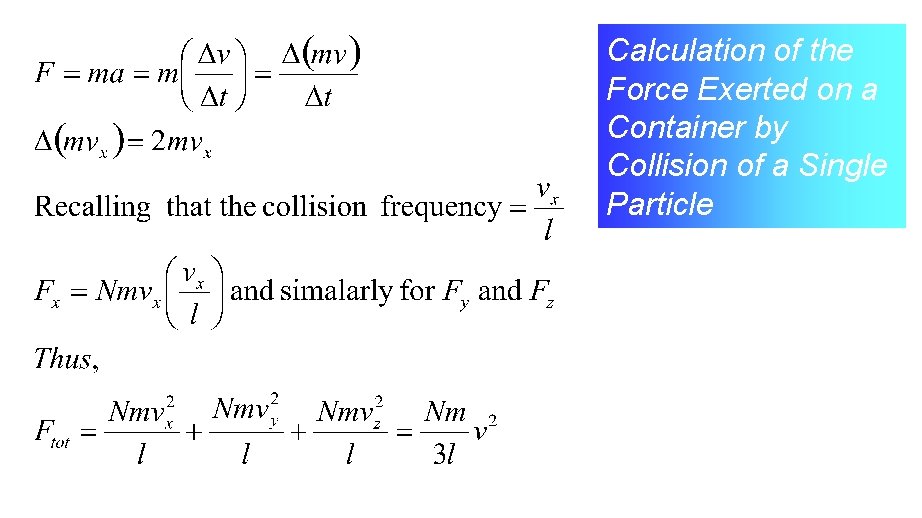 Calculation of the Force Exerted on a Container by Collision of a Single Particle