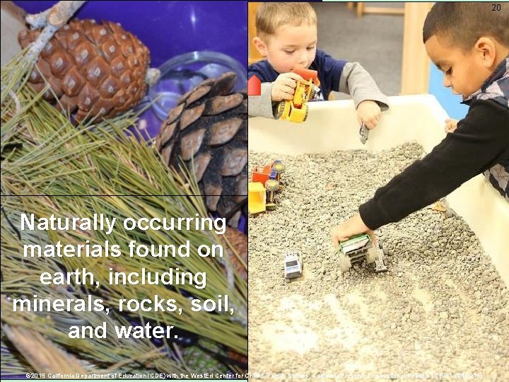 20 Naturally occurring materials found on earth, including minerals, rocks, soil, and water. ©