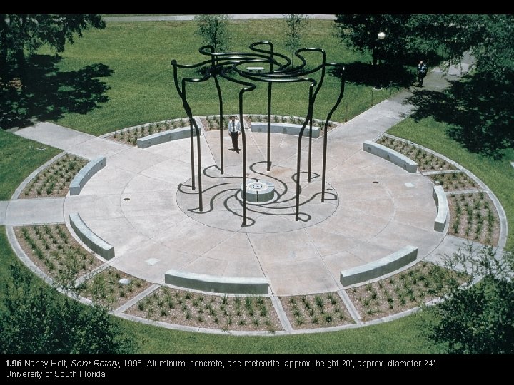 1. 96 Nancy Holt, Solar Rotary, 1995. Aluminum, concrete, and meteorite, approx. height 20’, 1. 96 Nancy Holt, Solar Rotary, 1995. Aluminum, concrete, and meteorite, approx. height 20’,