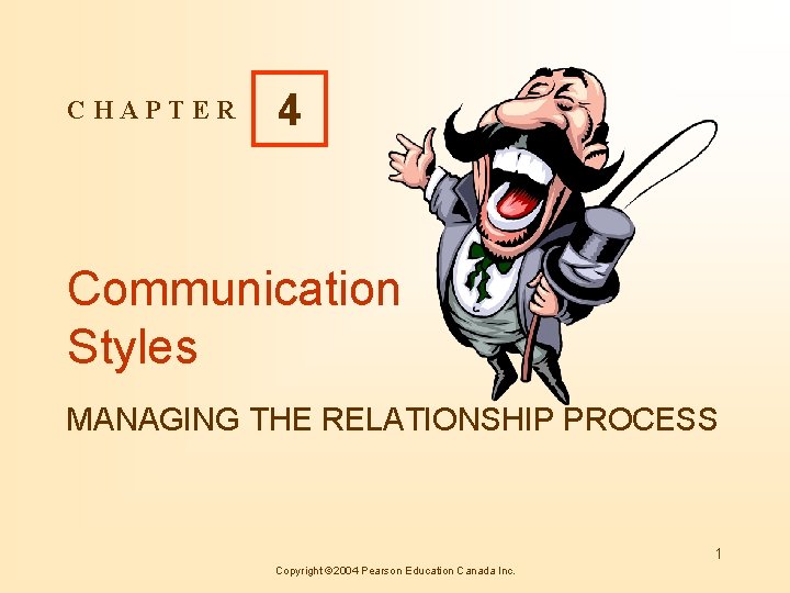 CHAPTER 4 Communication Styles MANAGING THE RELATIONSHIP PROCESS 1 Copyright 2004 Pearson Education Canada