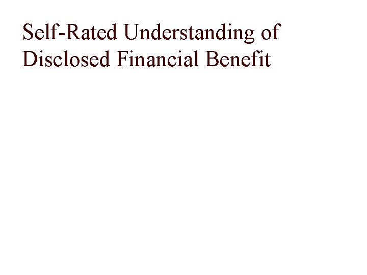Self-Rated Understanding of Disclosed Financial Benefit 