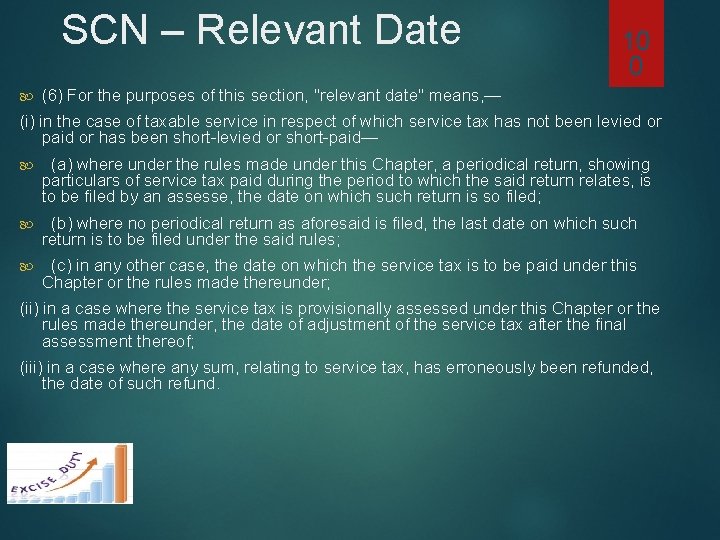 SCN – Relevant Date 10 0 (6) For the purposes of this section, "relevant