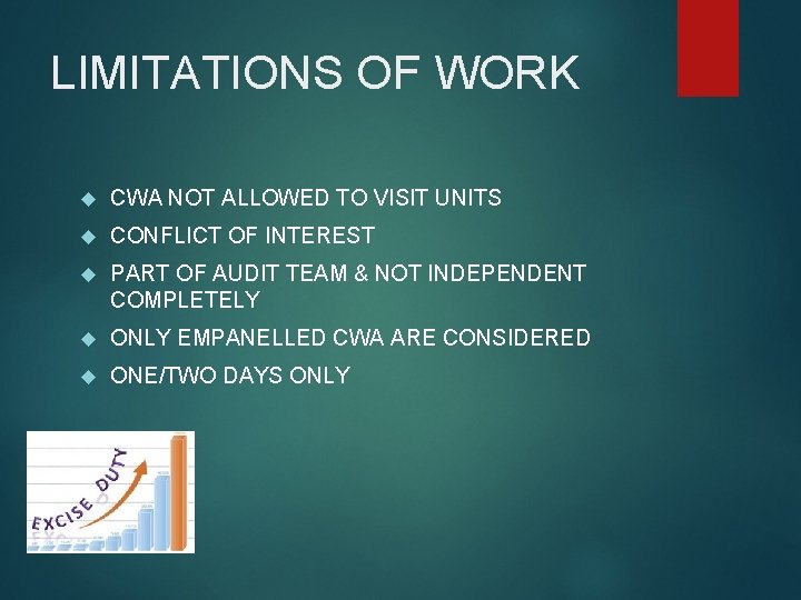 LIMITATIONS OF WORK CWA NOT ALLOWED TO VISIT UNITS CONFLICT OF INTEREST PART OF