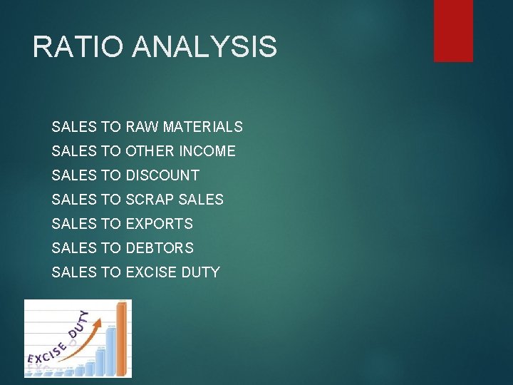 RATIO ANALYSIS SALES TO RAW MATERIALS SALES TO OTHER INCOME SALES TO DISCOUNT SALES