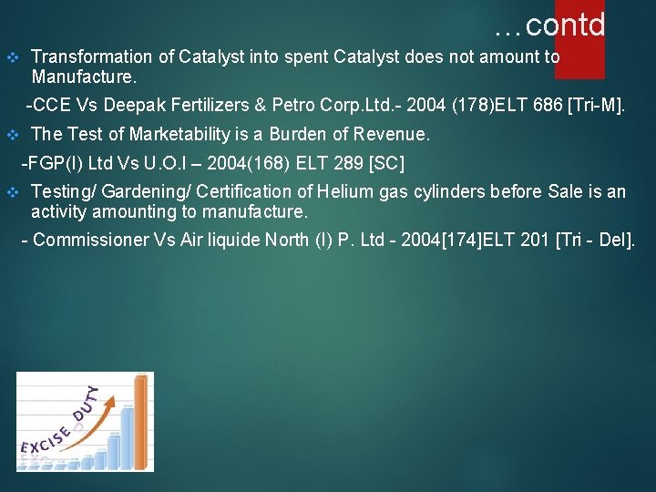  …contd v Transformation of Catalyst into spent Catalyst does not amount to Manufacture.