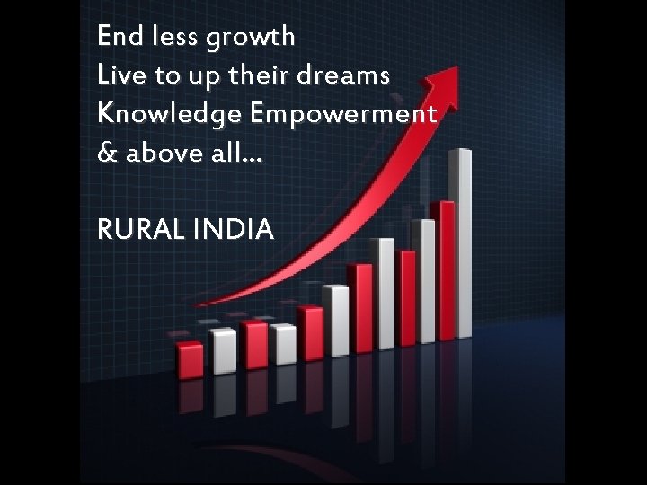 End less growth Live to up their dreams Knowledge Empowerment & above all… RURAL