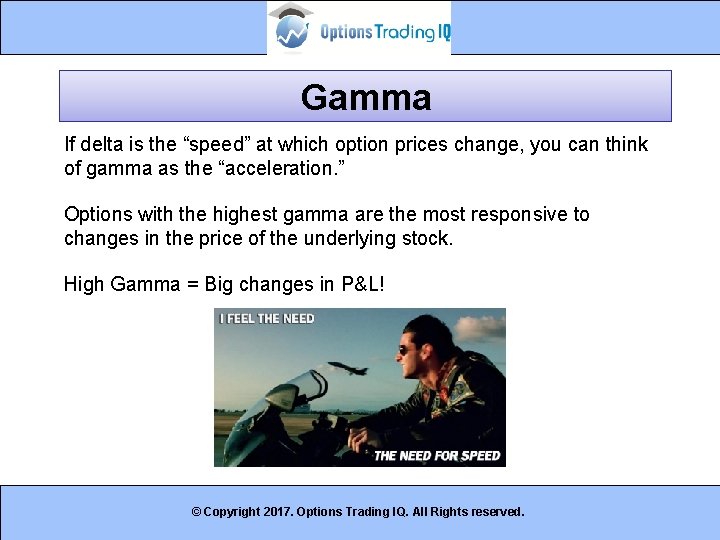 Gamma If delta is the “speed” at which option prices change, you can think