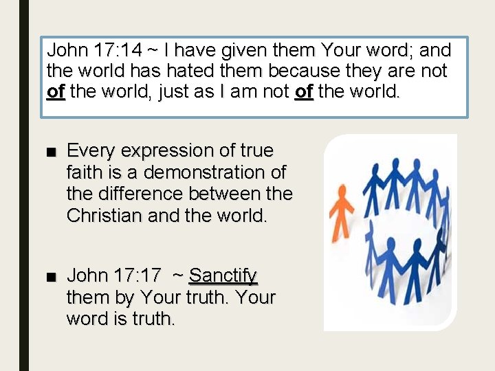 John 17: 14 ~ I have given them Your word; and the world has