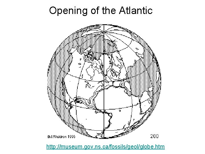 Opening of the Atlantic http: //museum. gov. ns. ca/fossils/geol/globe. htm 