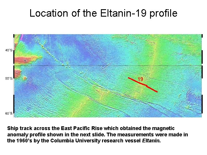 Location of the Eltanin-19 profile 19 Ship track across the East Pacific Rise which