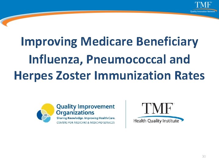 Improving Medicare Beneficiary Influenza, Pneumococcal and Herpes Zoster Immunization Rates 30 