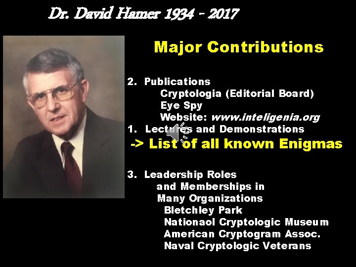 Dr. David Hamer 1934 - 2017 Major LIGHT PANEL BATTERY Contributions BOX HERE 2.