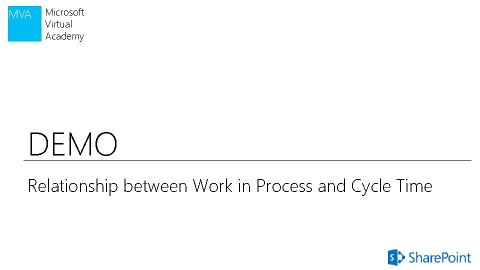 Microsoft Virtual Academy DEMO Relationship between Work in Process and Cycle Time 