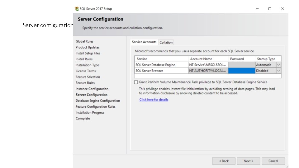 Server configuration 