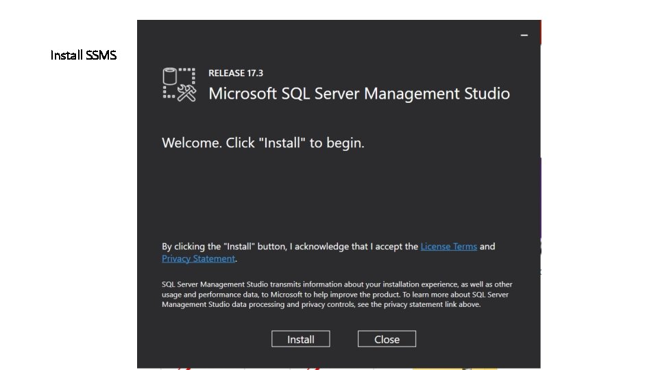 Install SSMS 