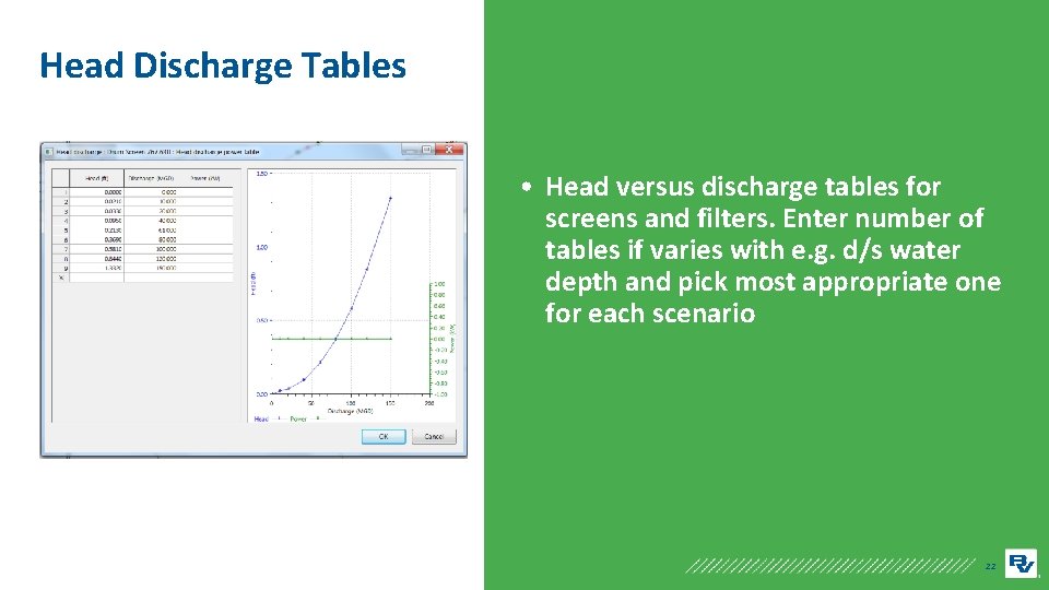 Head Discharge Tables • Head versus discharge tables for screens and filters. Enter number