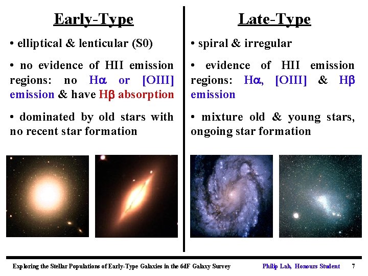 Early-Type Late-Type Early & Late Type Galaxies • elliptical & lenticular (S 0) •