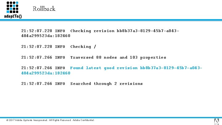 Rollback 21: 52: 07. 228 INFO Checking revision bb 8 b 37 a 3