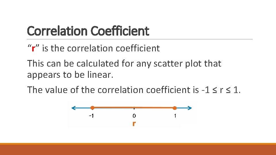 Correlation Coefficient “r” is the correlation coefficient This can be calculated for any scatter Correlation Coefficient “r” is the correlation coefficient This can be calculated for any scatter
