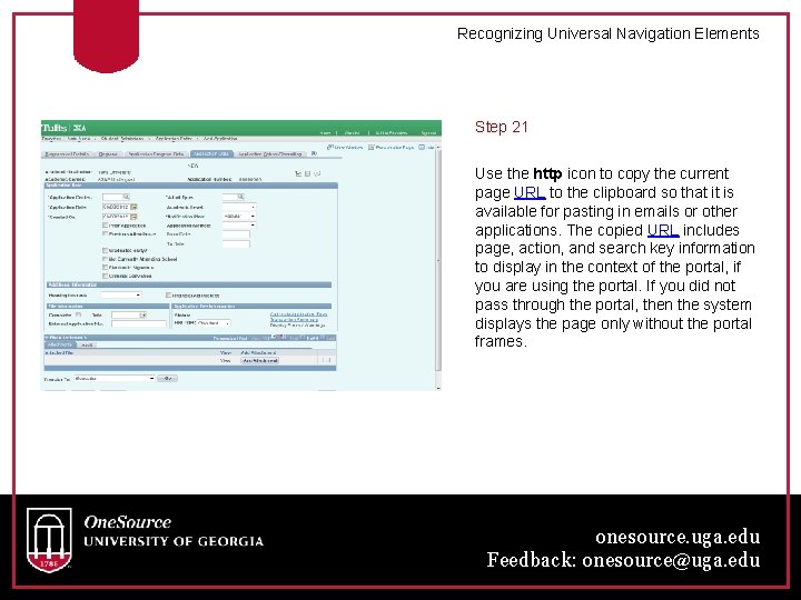 Recognizing Universal Navigation Elements Step 21 Use the http icon to copy the current