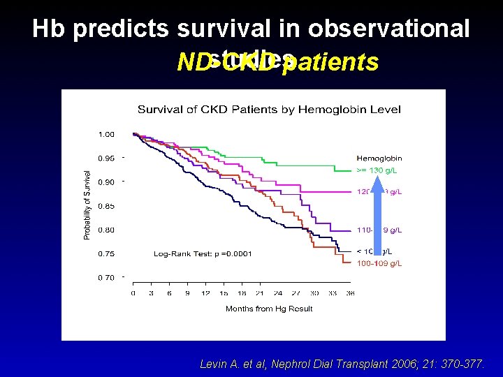 Hb predicts survival in observational studies ND-CKD patients Levin A. et al, Nephrol Dial