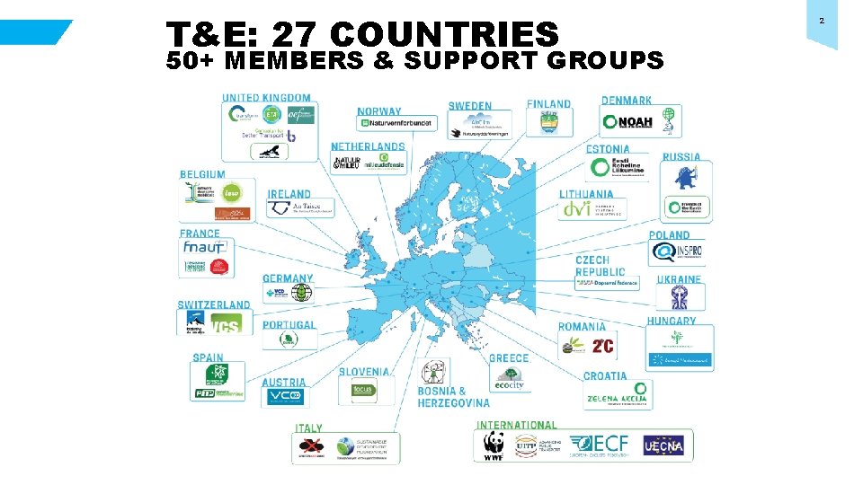 T&E: 27 COUNTRIES 50+ MEMBERS & SUPPORT GROUPS 2 