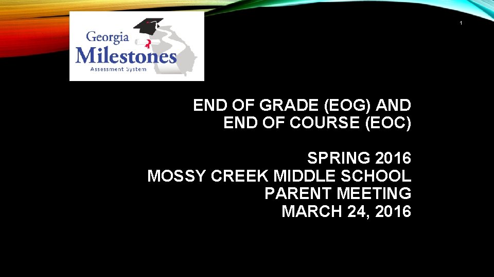 1 END OF GRADE (EOG) AND END OF COURSE (EOC) SPRING 2016 MOSSY CREEK