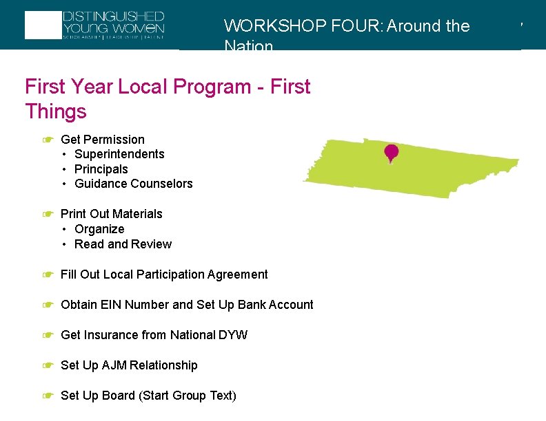 WORKSHOP FOUR: Around the New WORKSHOP ONE: What’s Nation First Year Local - First