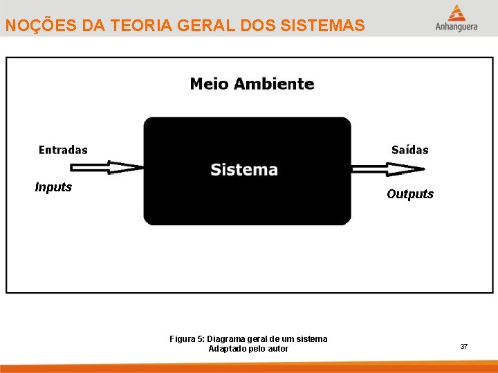 NOÇÕES DA TEORIA GERAL DOS SISTEMAS Inputs Outputs Figura 5: Diagrama geral de um