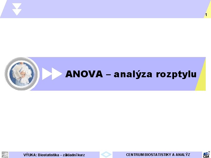 1 ANOVA – analýza rozptylu VÝUKA: Biostatistika – základní kurz CENTRUM BIOSTATISTIKY A ANALÝZ