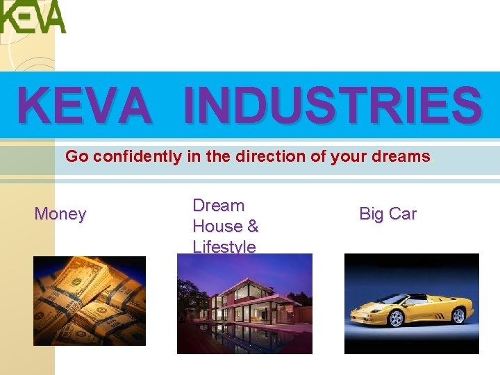 KEVA INDUSTRIES Go confidently in the direction of your dreams. Money Dream House &