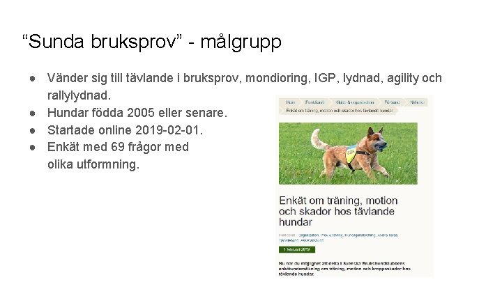 “Sunda bruksprov” - målgrupp ● Vänder sig till tävlande i bruksprov, mondioring, IGP, lydnad,