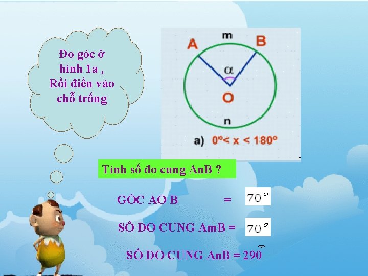 Đo góc ở hình 1 a , Rồi điền vào chỗ trống Tính số