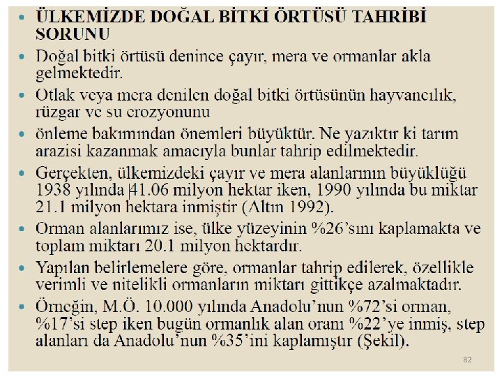 Doğal bitki örtüsü tahribi sorunu 82 Doğal bitki örtüsü tahribi sorunu 82