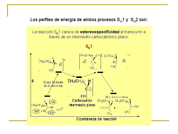 Los perfiles de energía de ambos procesos SN 1 y SN 2 son: La