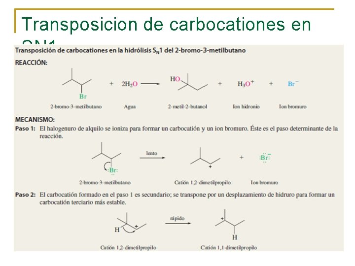 Transposicion de carbocationes en SN 1 