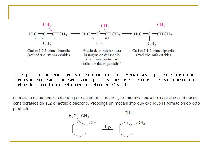 ¿Por qué se trasponen los carbocationes? La respuesta es sencilla una vez que se