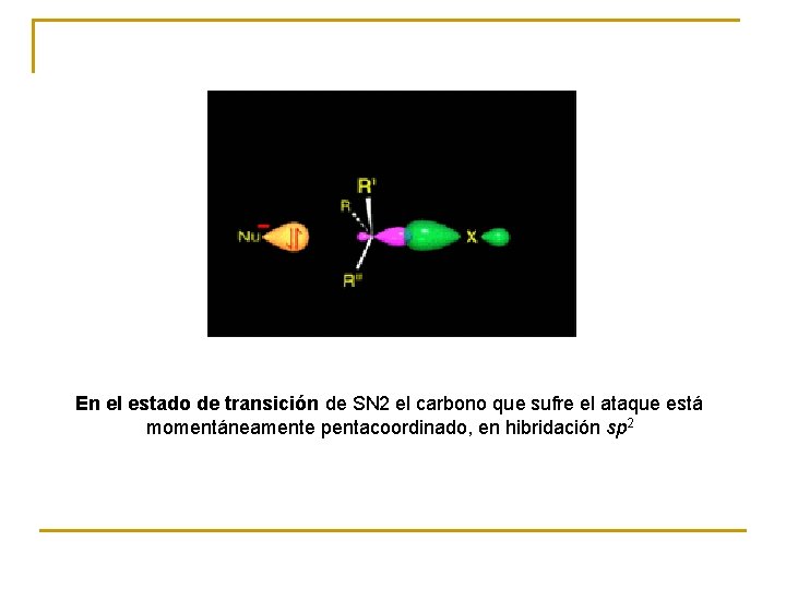 En el estado de transición de SN 2 el carbono que sufre el ataque