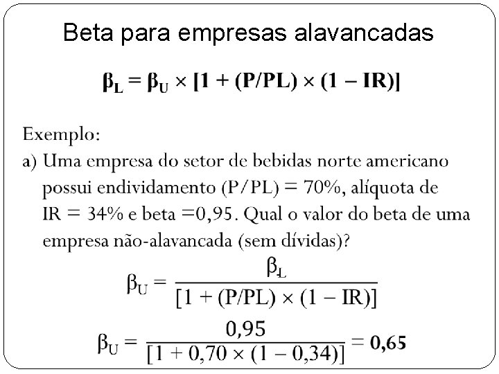 Beta para empresas alavancadas 