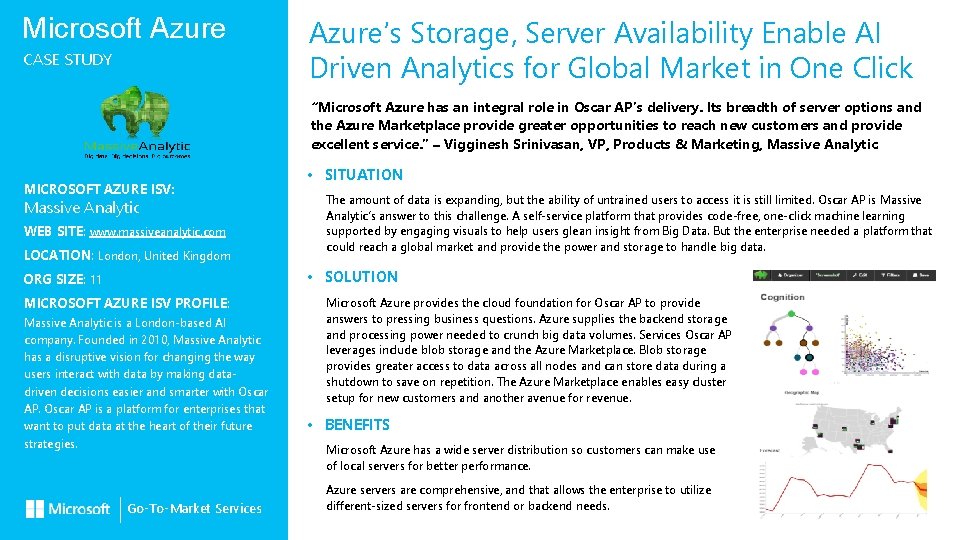 Microsoft Azure CASE STUDY Azure’s Storage, Server Availability Enable AI Driven Analytics for Global