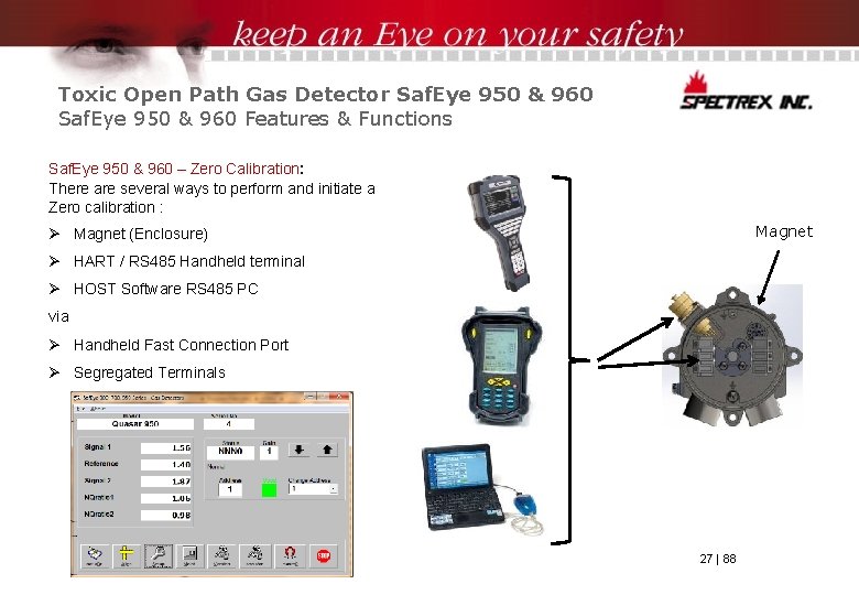 Toxic Open Path Gas Detector Saf. Eye 950 & 960 Features & Functions Saf.