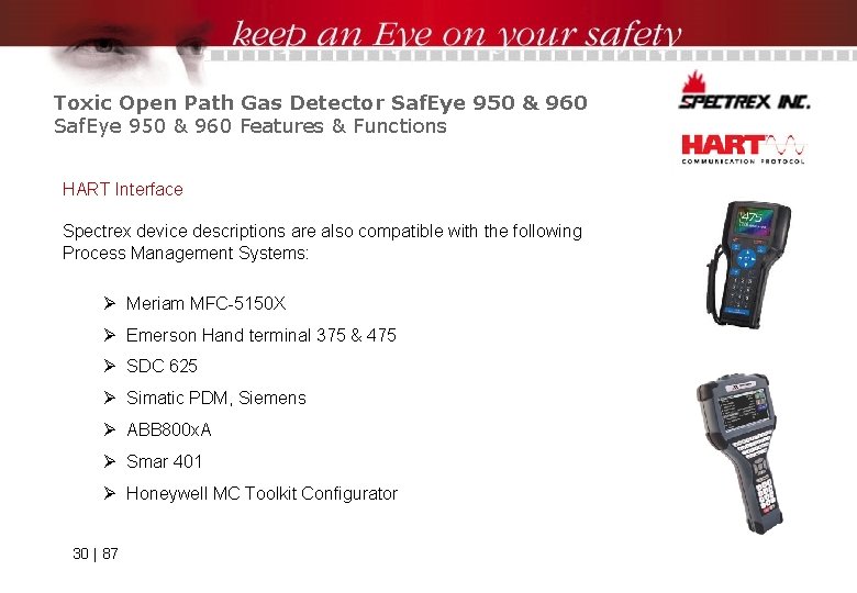 Toxic Open Path Gas Detector Saf. Eye 950 & 960 Features & Functions HART