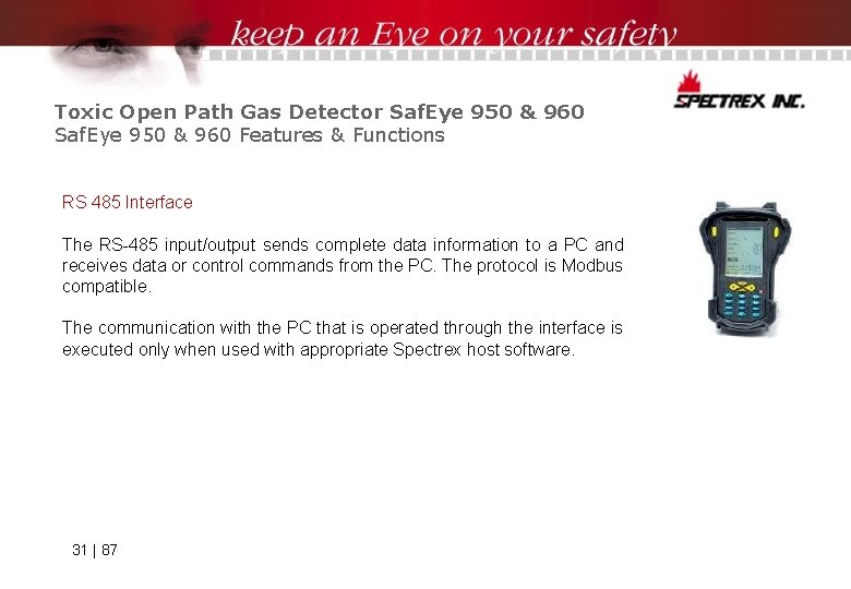 Toxic Open Path Gas Detector Saf. Eye 950 & 960 Features & Functions RS
