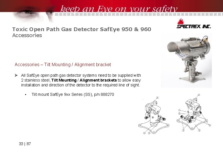 Toxic Open Path Gas Detector Saf. Eye 950 & 960 Accessories – Tilt Mounting