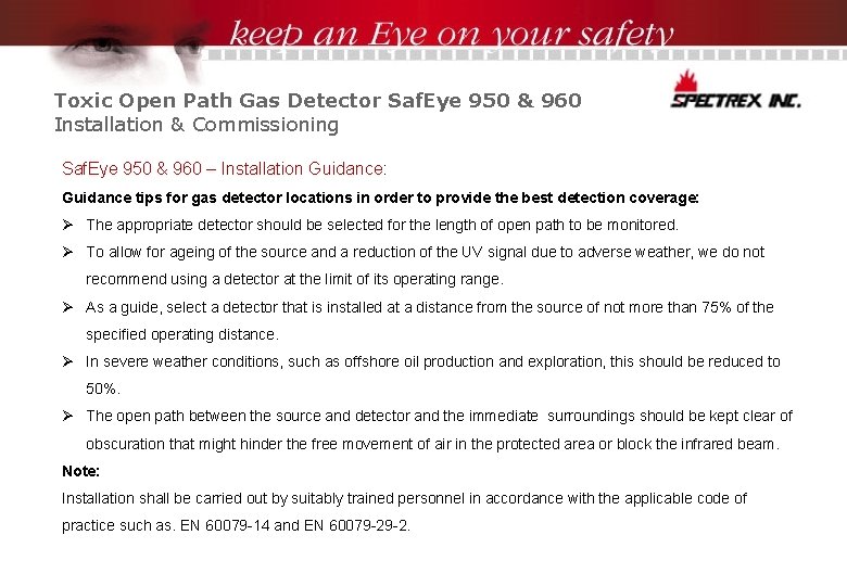 Toxic Open Path Gas Detector Saf. Eye 950 & 960 Installation & Commissioning Saf.