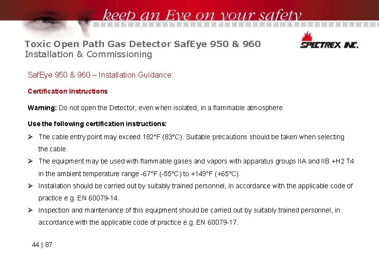 Toxic Open Path Gas Detector Saf. Eye 950 & 960 Installation & Commissioning Saf.