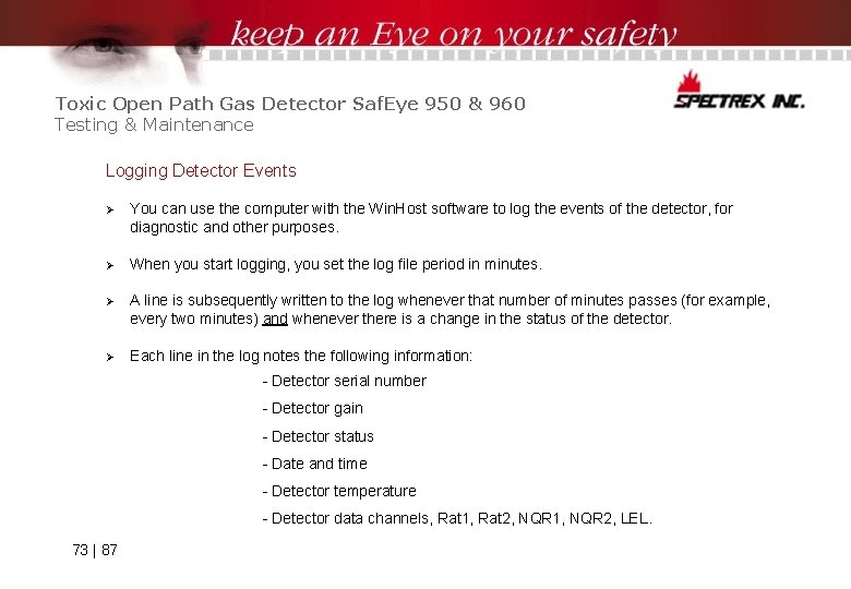 Toxic Open Path Gas Detector Saf. Eye 950 & 960 Testing & Maintenance Logging